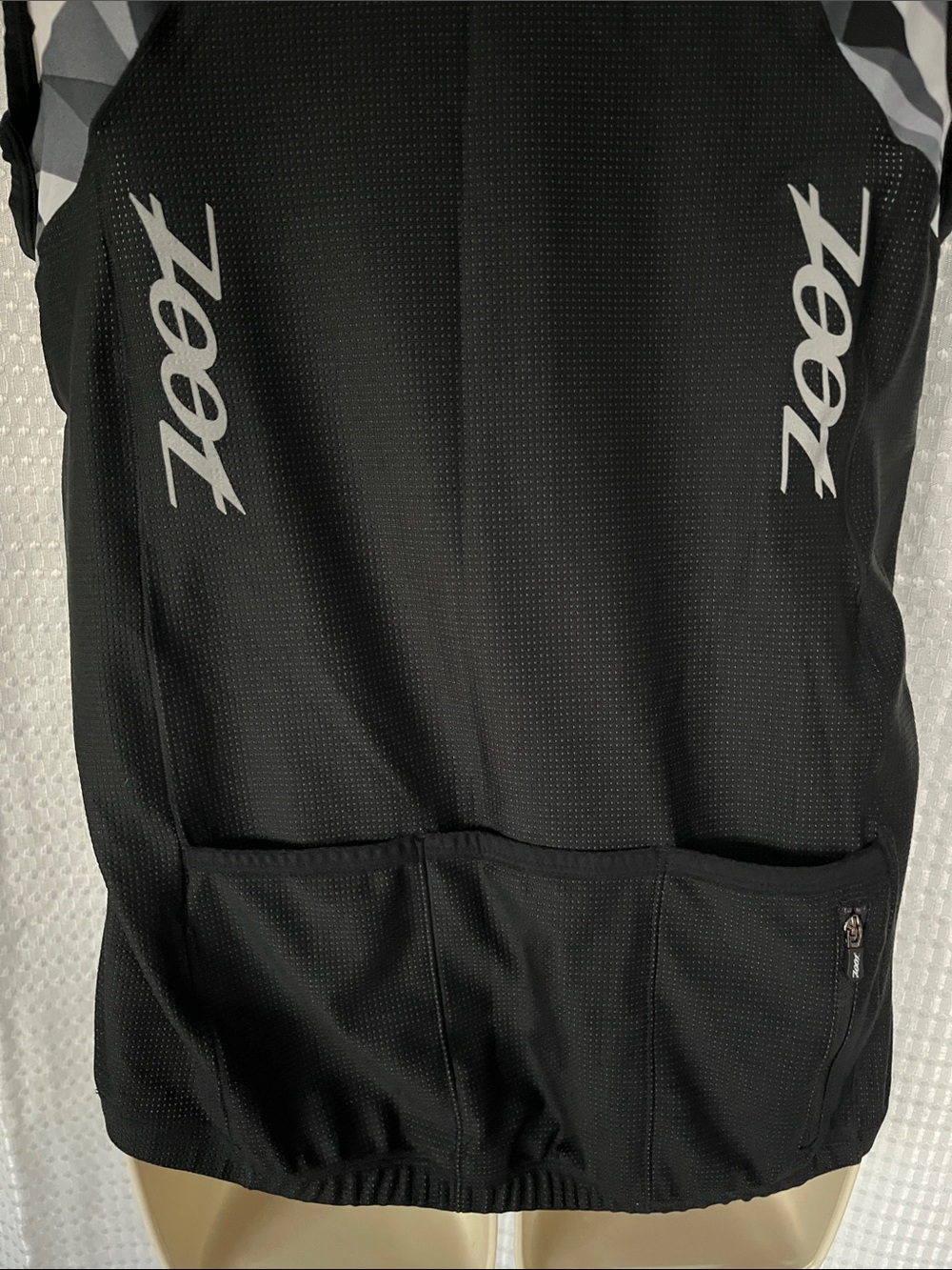 Zoot Sleeveless Cycling Jersey Tri Top Vest Geometric Print Rear Pockets M - Picture 8 of 9